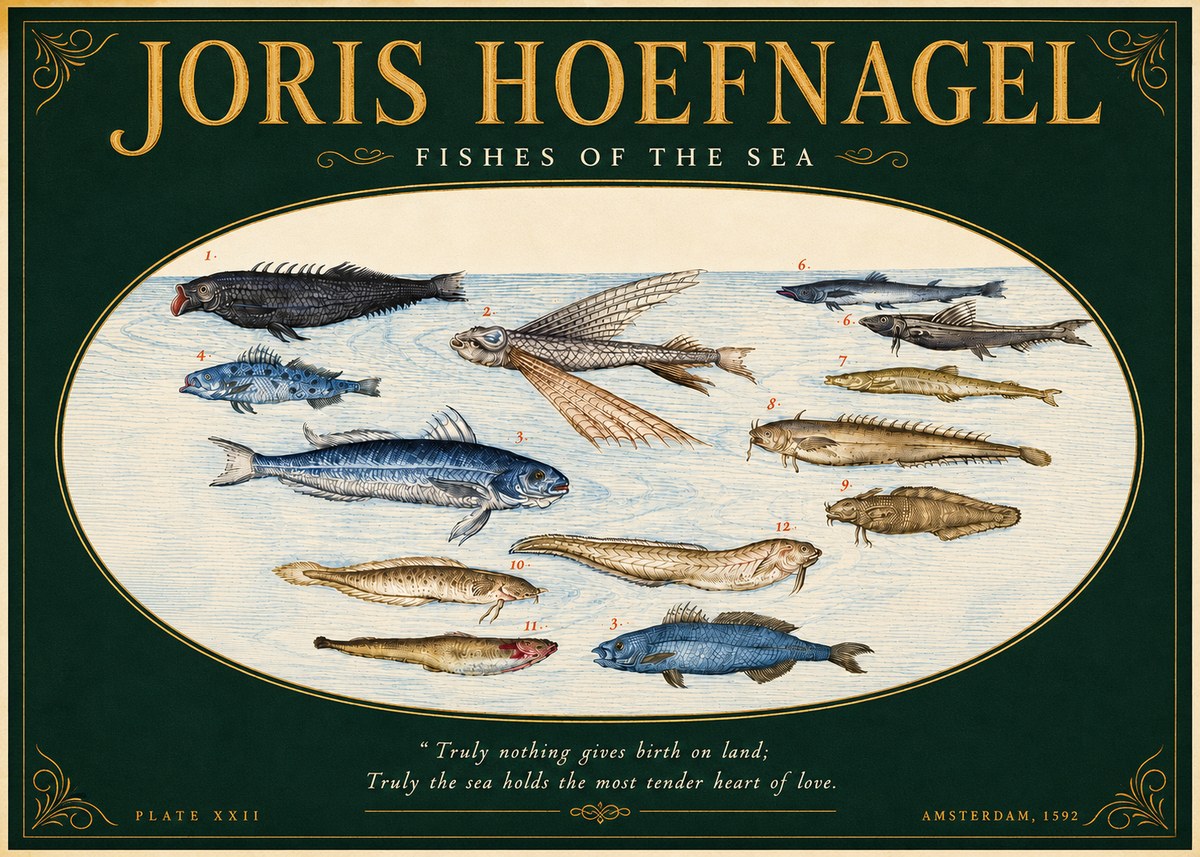 Joris Hoefnagel Fishes of the Sea I No5 - Plakat