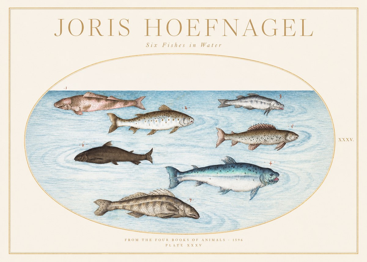 Joris Hoefnagel Six Fishes in Water I No1 - Plakat