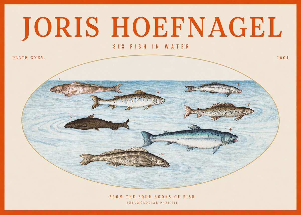 Joris Hoefnagel Six Fishes in Water I No6 - Plakat