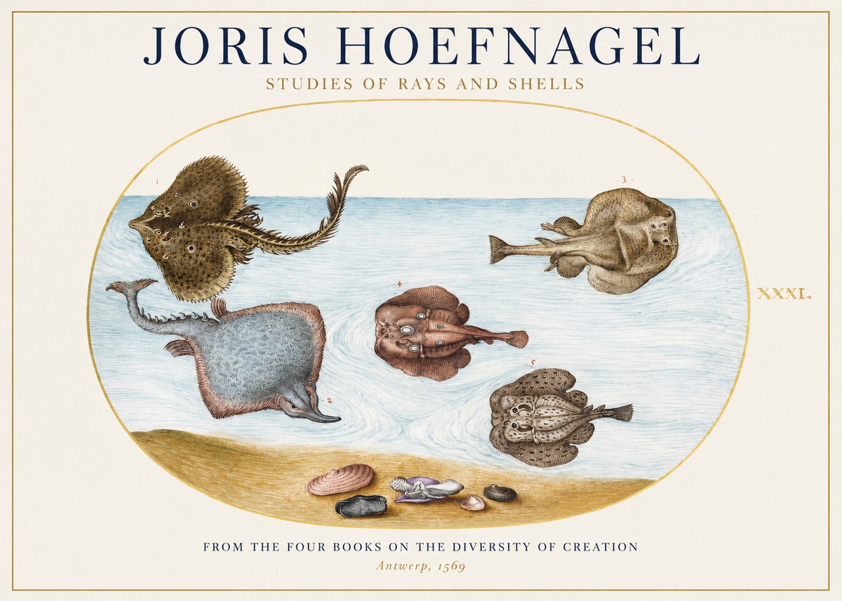Joris Hoefnagel Studies of Rays and Shells No1 - Plakat
