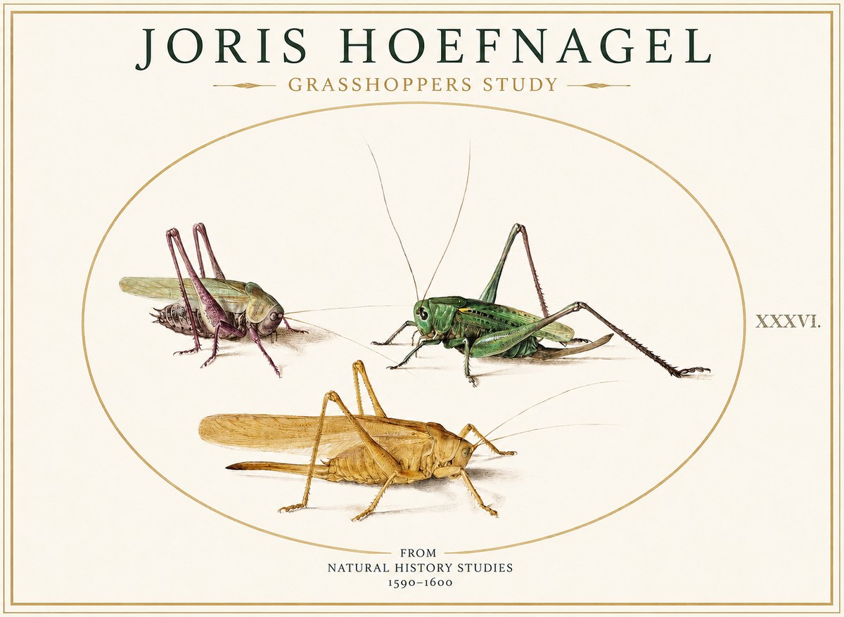 Joris Hoefnagel Grasshoppers Study No1 - Plakat