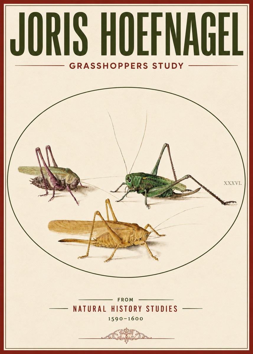 Joris Hoefnagel Grasshoppers Study No3 - Plakat