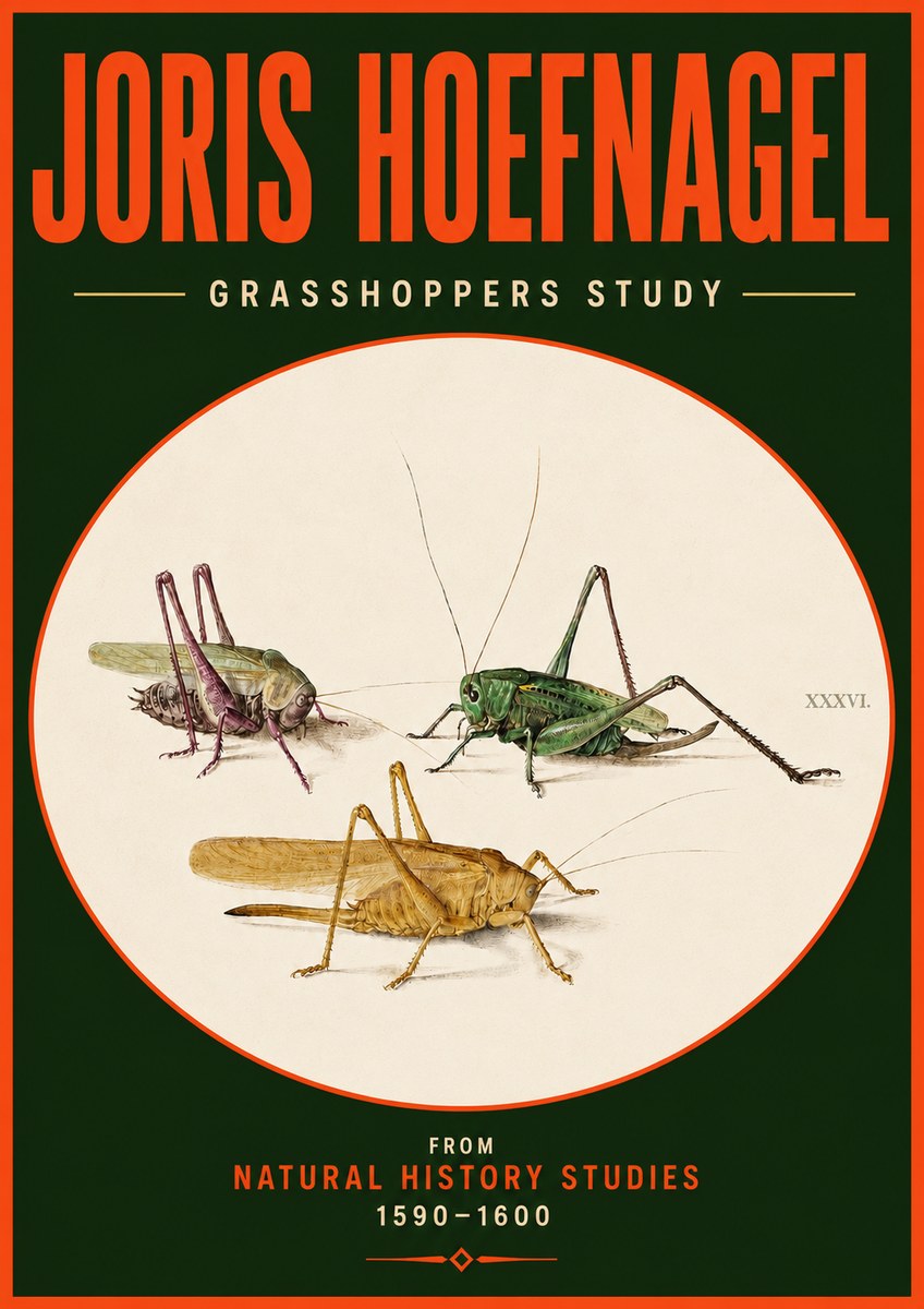 Joris Hoefnagel Grasshoppers Study No4 - Plakat