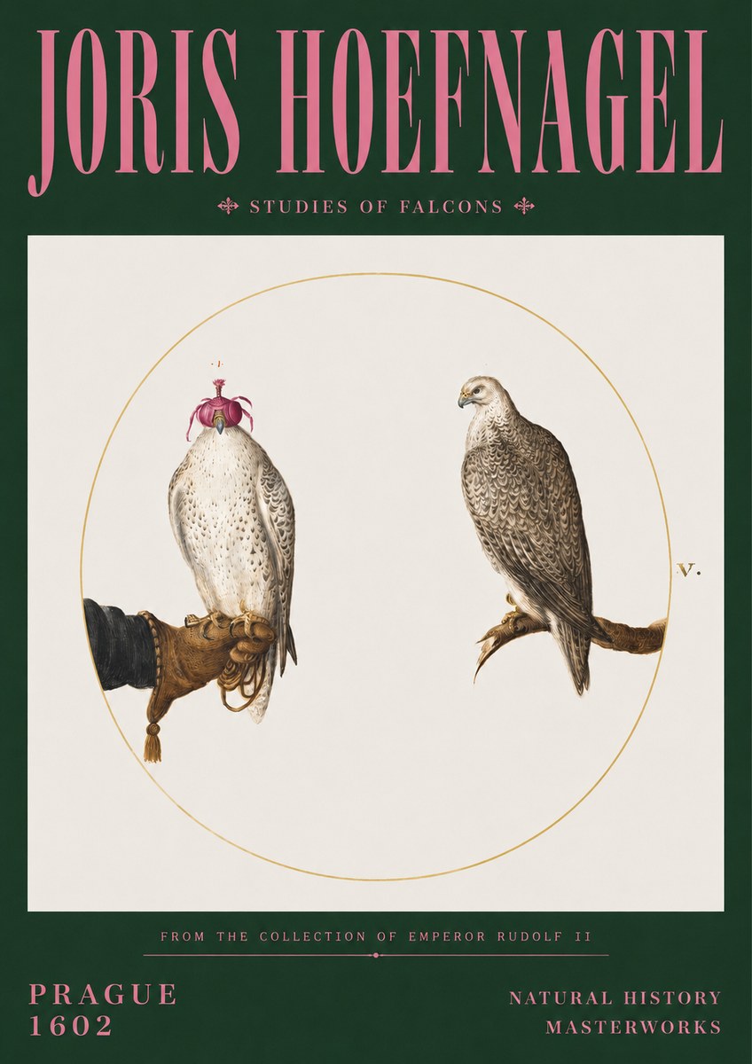 Joris Hoefnagel Studies of Falcons No3 - Plakat