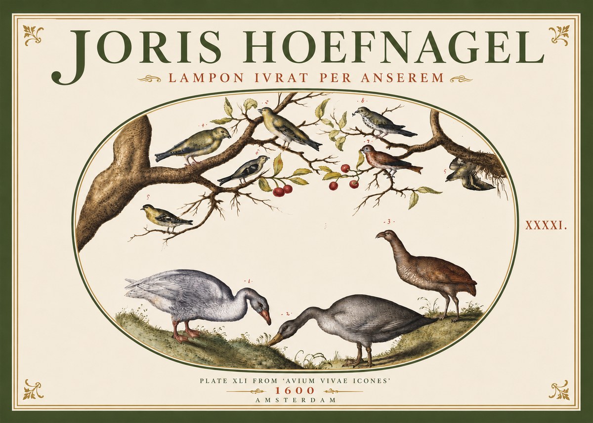 Joris Hoefnagel Lampon Ivrat per Anserem No6 - Plakat
