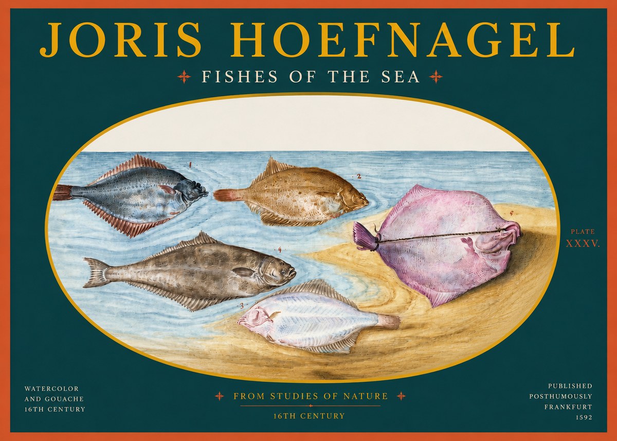 Joris Hoefnagel Fishes of the Sea II No2 - Plakat