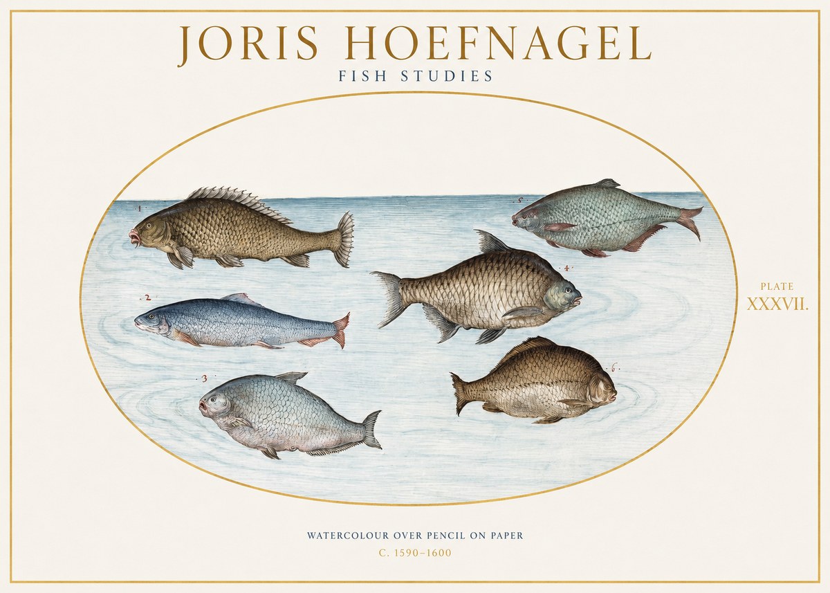 Joris Hoefnagel Six Freshwater Fish No2 - Plakat