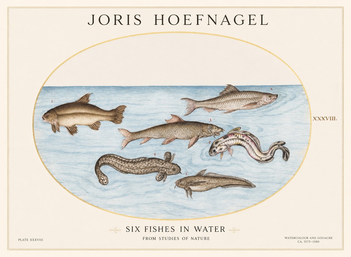 Joris Hoefnagel Six Fishes in Water II No1 - Plakat