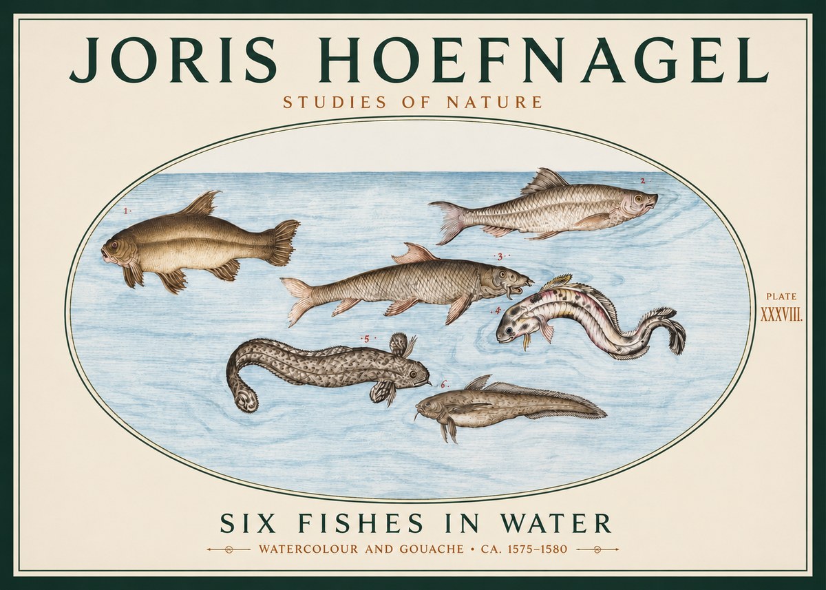 Joris Hoefnagel Six Fishes in Water II No3 - Plakat