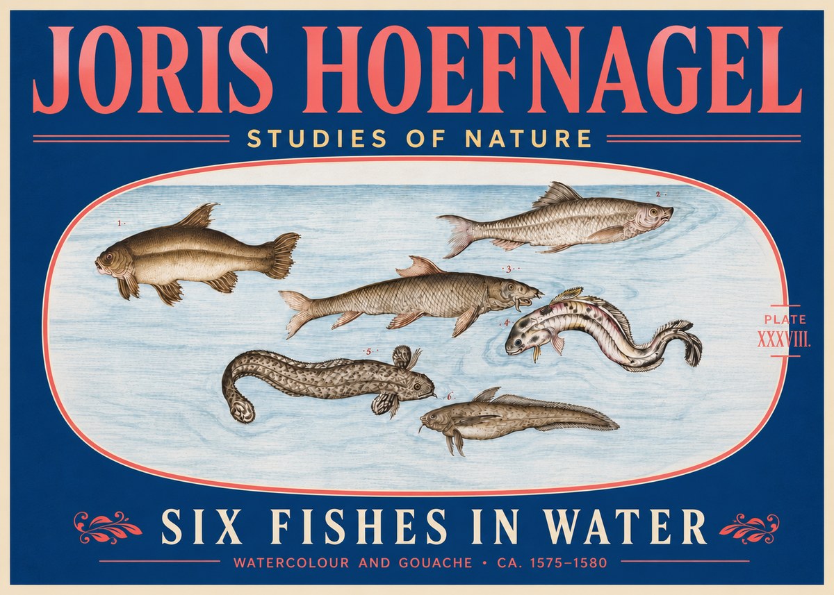 Joris Hoefnagel Six Fishes in Water II No5 - Plakat