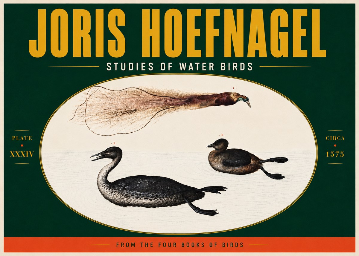 Joris Hoefnagel Studies of Water Birds No5 - Plakat