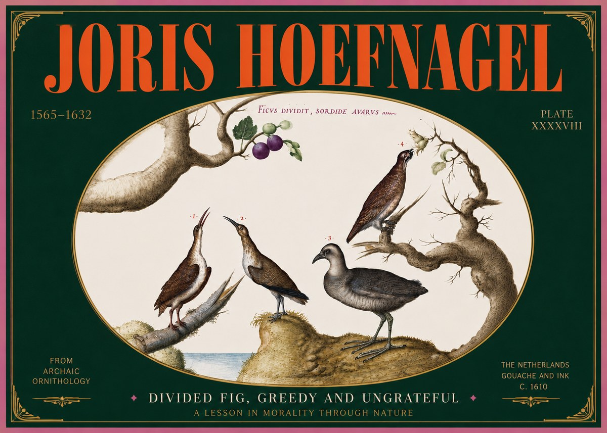 Joris Hoefnagel Birds from the Four Parts of the World No5 - Plakat