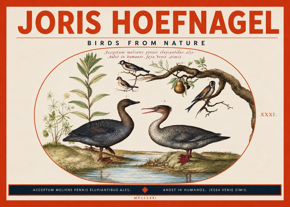 Joris Hoefnagel Acceptiem Meliens Pennis Fupidantibus Ales No4 - Plakat