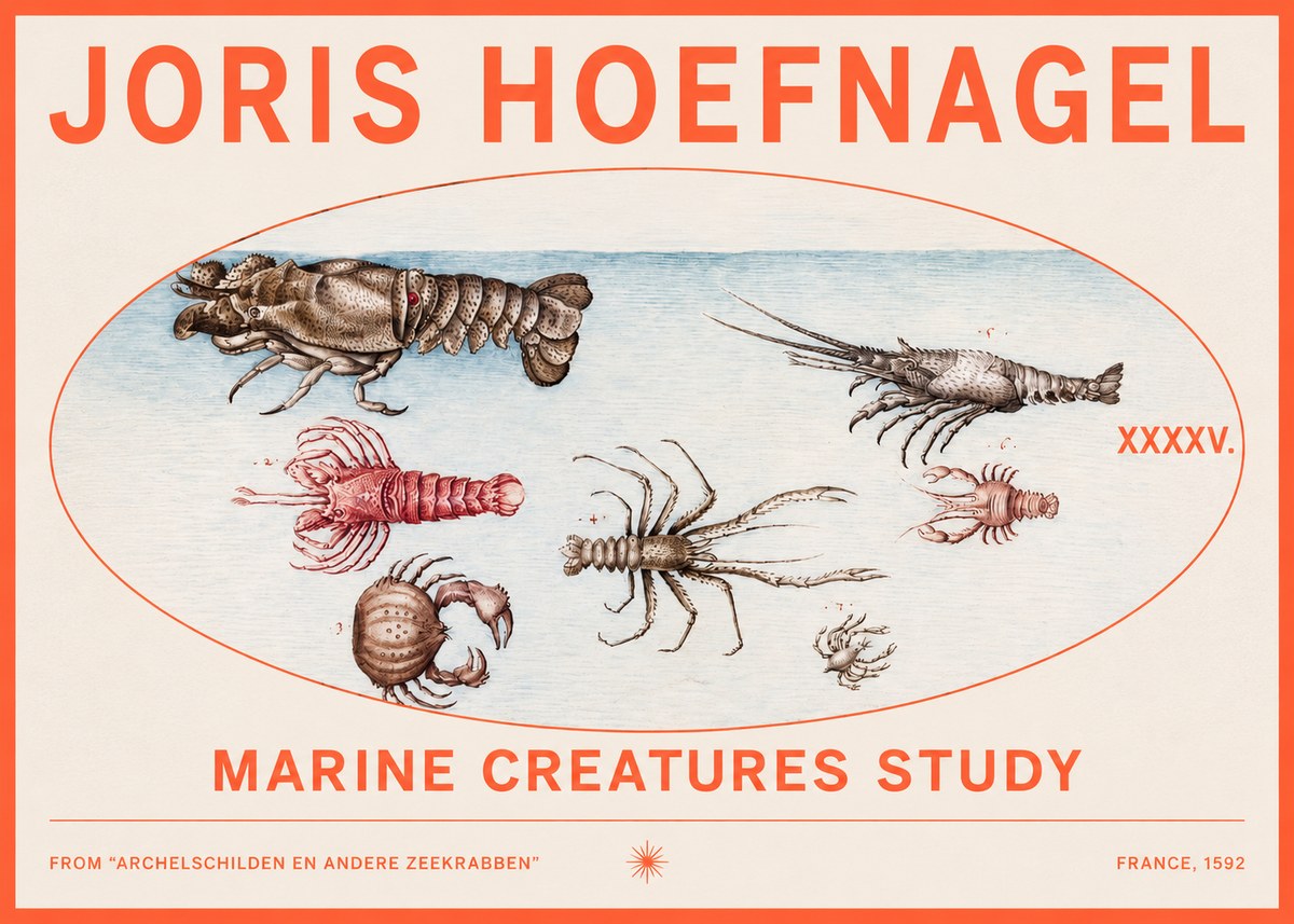 Joris Hoefnagel Studies of Crustaceans No3 - Plakat