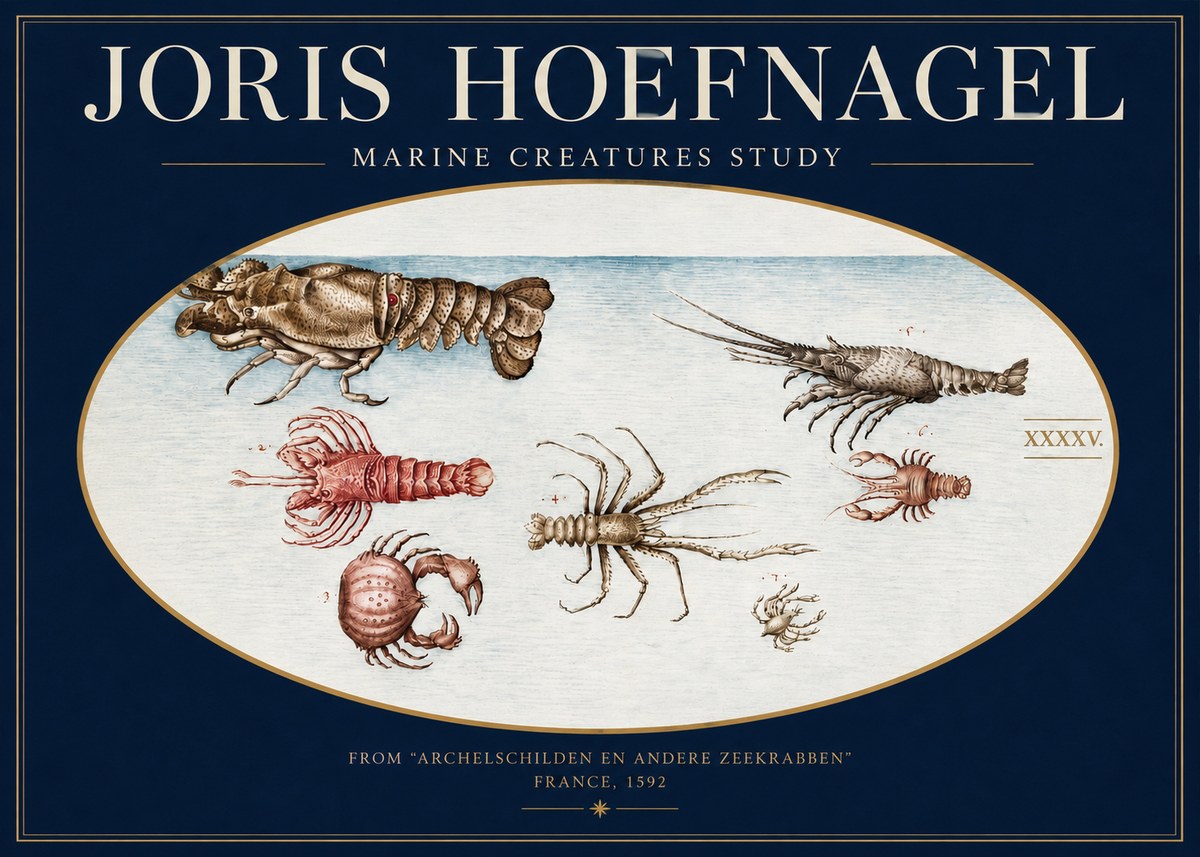 Joris Hoefnagel Studies of Crustaceans No4 - Plakat
