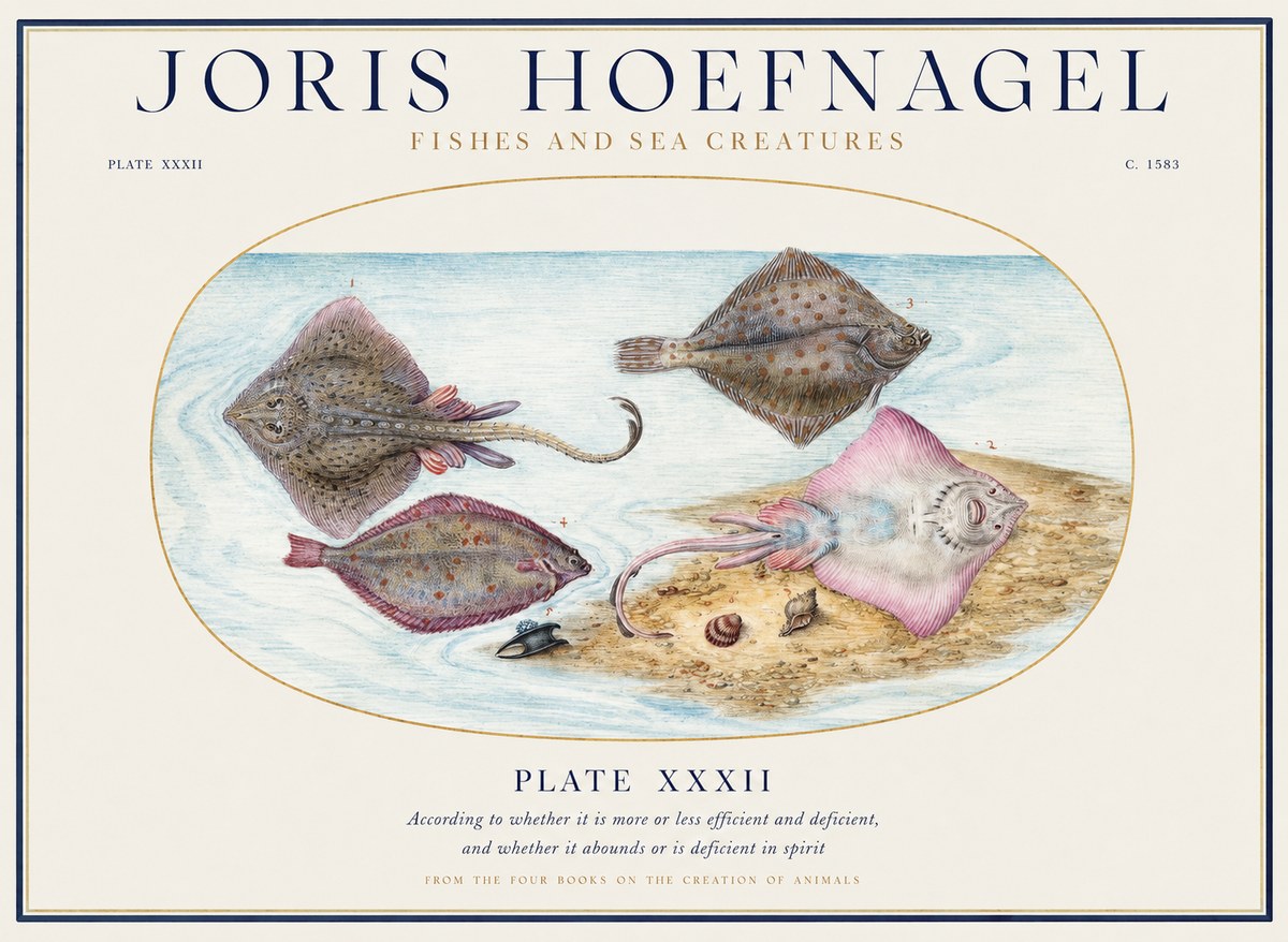 Joris Hoefnagel Study of Rays and Flatfish No5 - Plakat