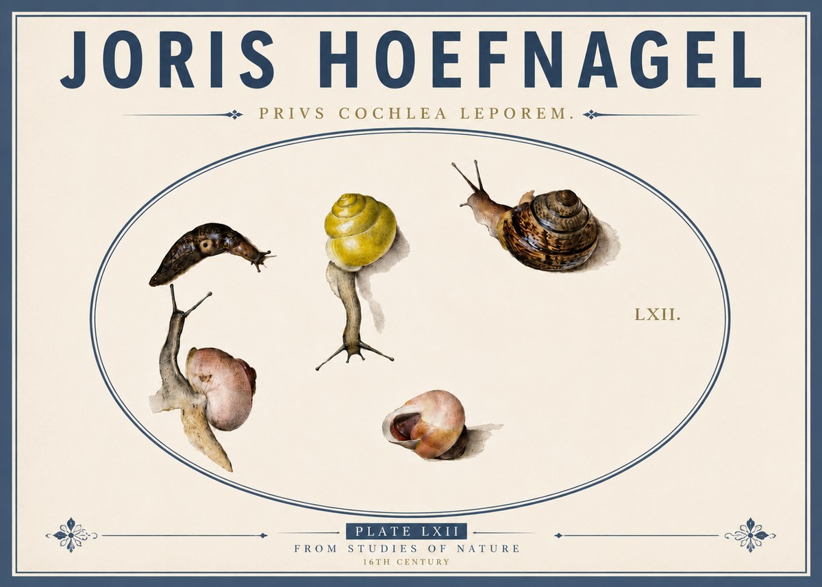 Joris Hoefnagel Privs Cochlea Leporem. No5 - Plakat