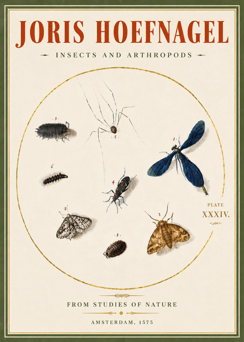Joris Hoefnagel Insects and Arthropods No5 - Plakat
