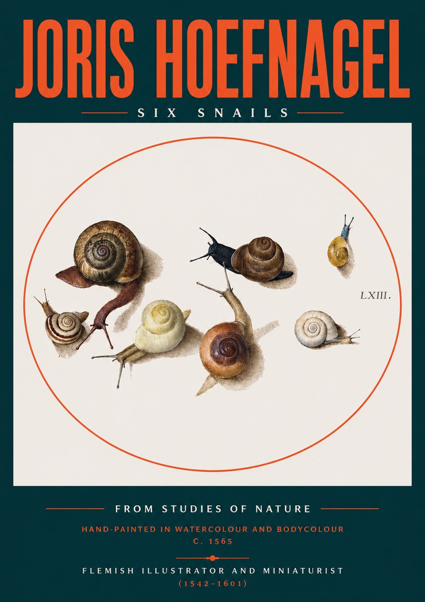 Joris Hoefnagel Six Snails No2 - Plakat