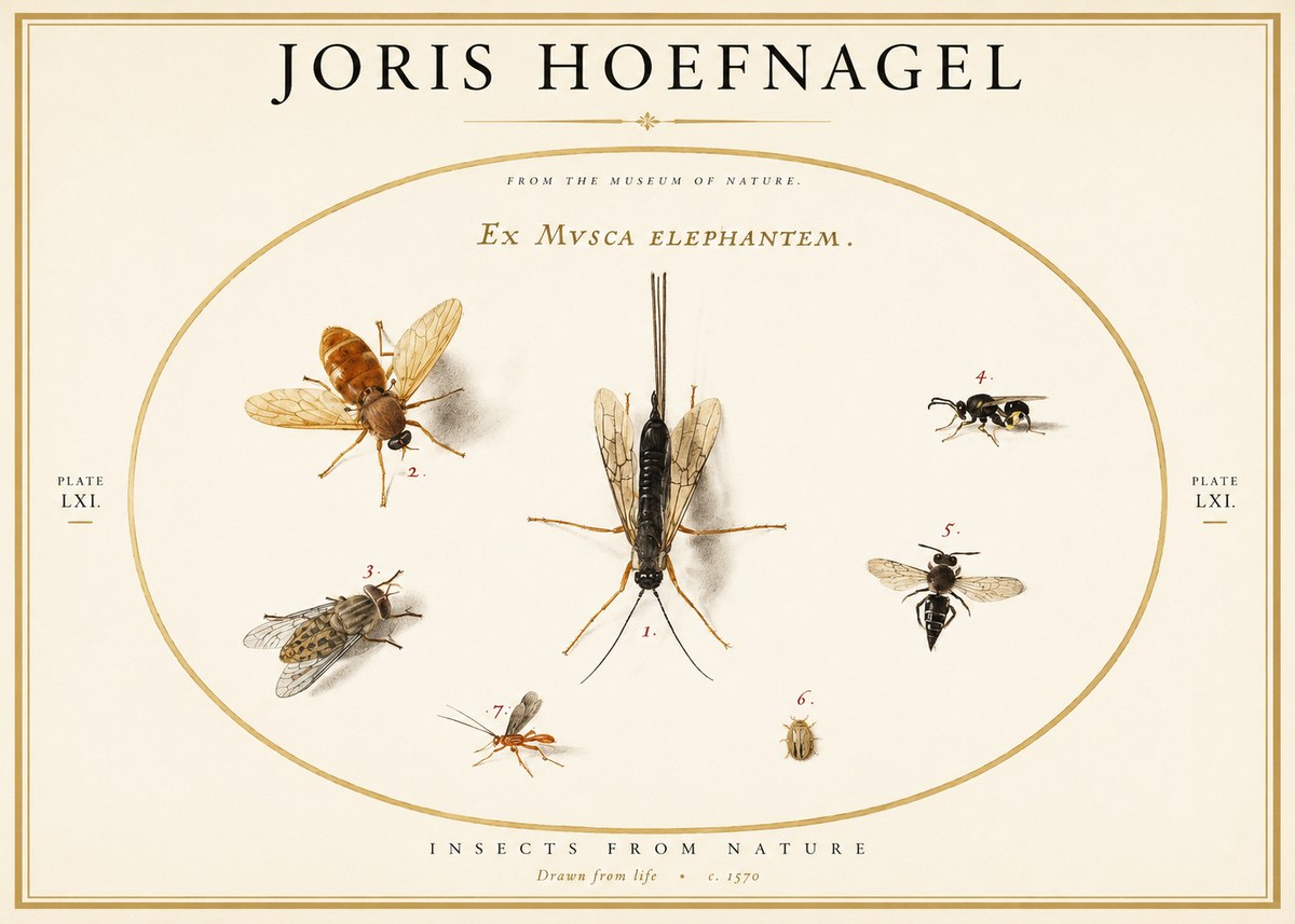 Joris Hoefnagel Ex Mvsca Elephantem. No1 - Plakat
