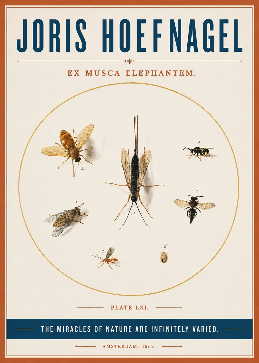 Joris Hoefnagel Ex Mvsca Elephantem. No4 - Plakat