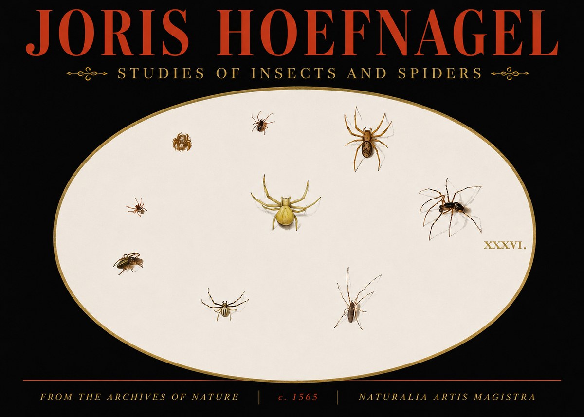 Joris Hoefnagel Studies of Insects and Spiders No5 - Plakat