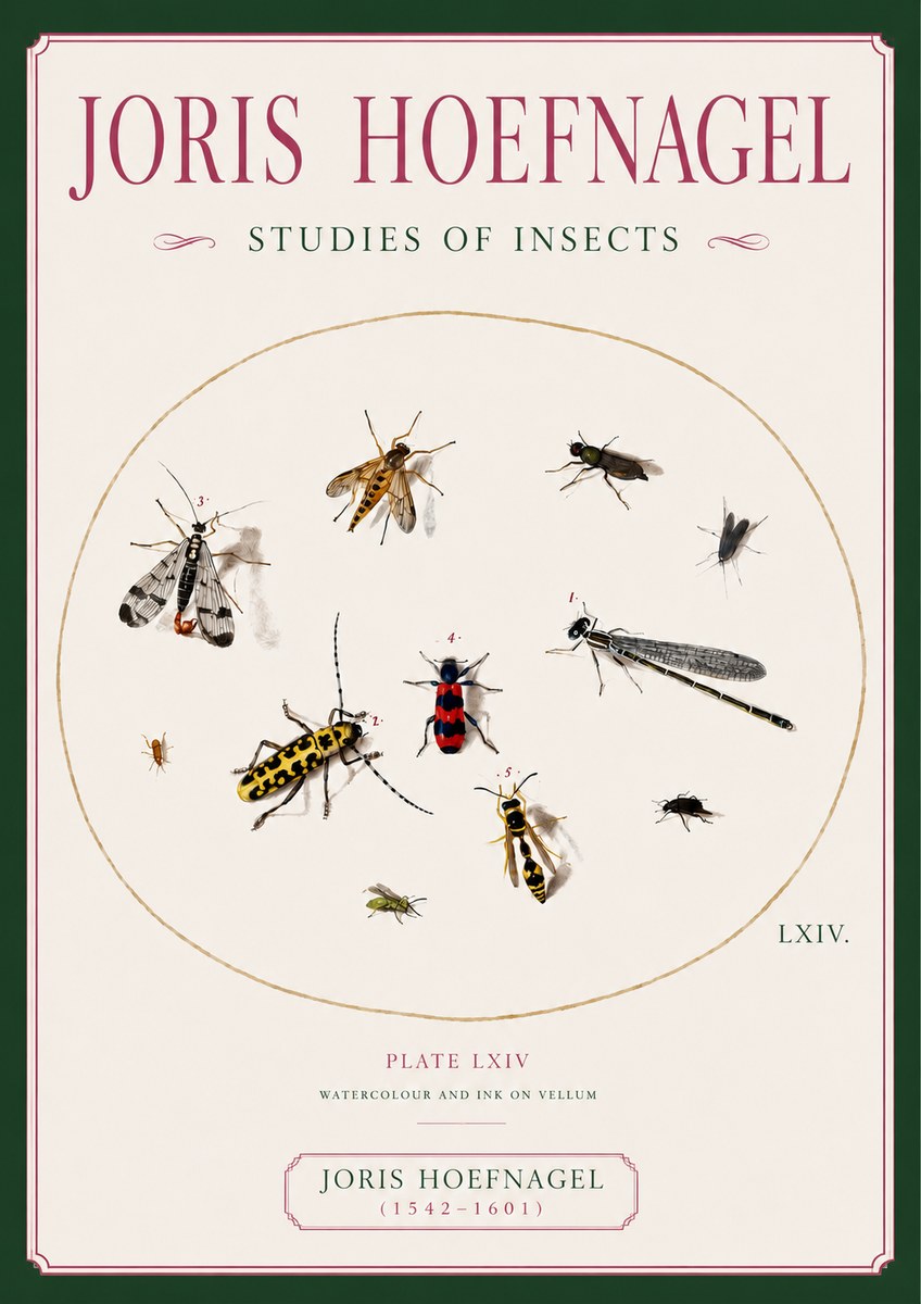 Joris Hoefnagel Studies of Insects - Plate Lxiv No6 - Plakat