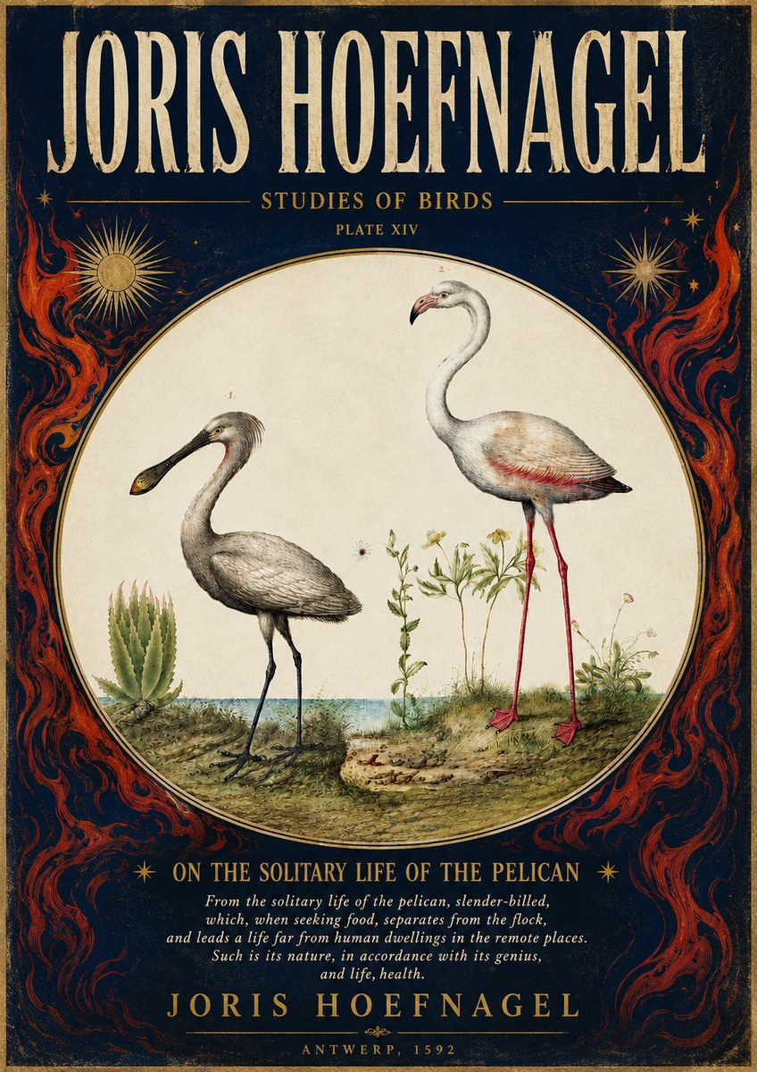 Joris Hoefnagel The Solitary Sanctuary of the Spoonbill and the Flamingo No6 - Plakat