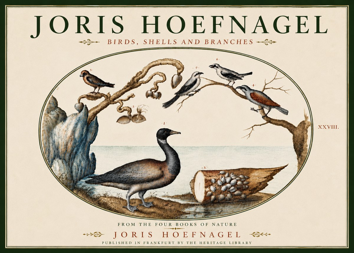 Joris Hoefnagel Birds, Shells and Branches No6 - Plakat