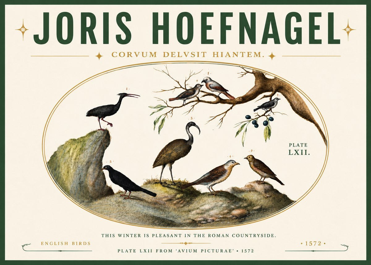 Joris Hoefnagel English Birds Plate Lxii No6 - Plakat