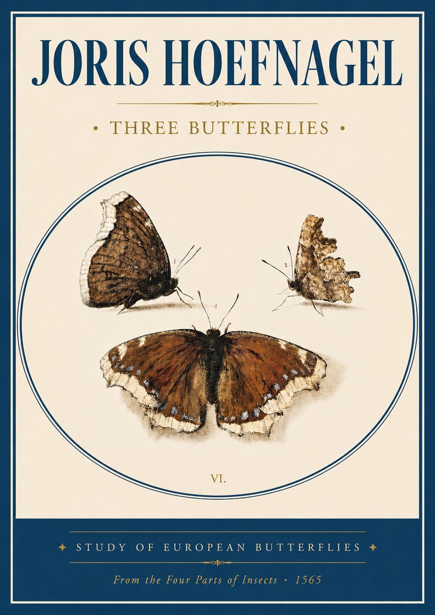 Joris Hoefnagel Three Butterflies I No4 - Plakat