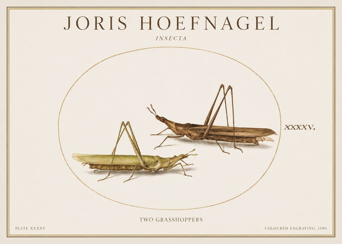 Joris Hoefnagel Two Grasshoppers No1 - Plakat