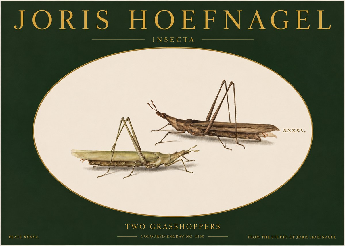 Joris Hoefnagel Two Grasshoppers No2 - Plakat