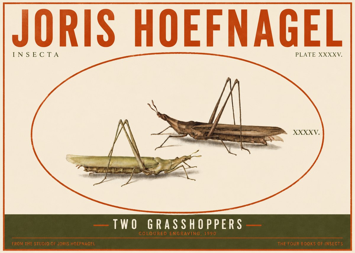 Joris Hoefnagel Two Grasshoppers No4 - Plakat