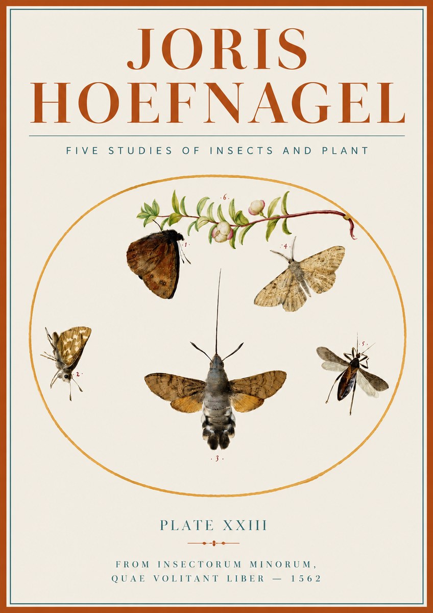 Joris Hoefnagel Five Studies of Insects and Plant No4 - Plakat