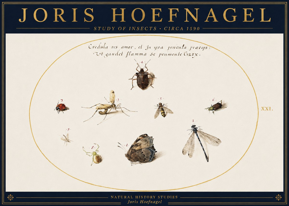 Joris Hoefnagel Study of Insects • Circa 1590 No4 - Plakat