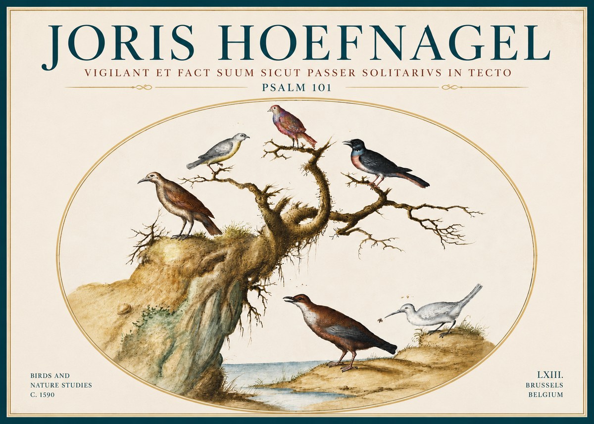 Joris Hoefnagel Vigilant Et Fact Suum Sicut Passer Solitarius in Tecto No6 - Plakat