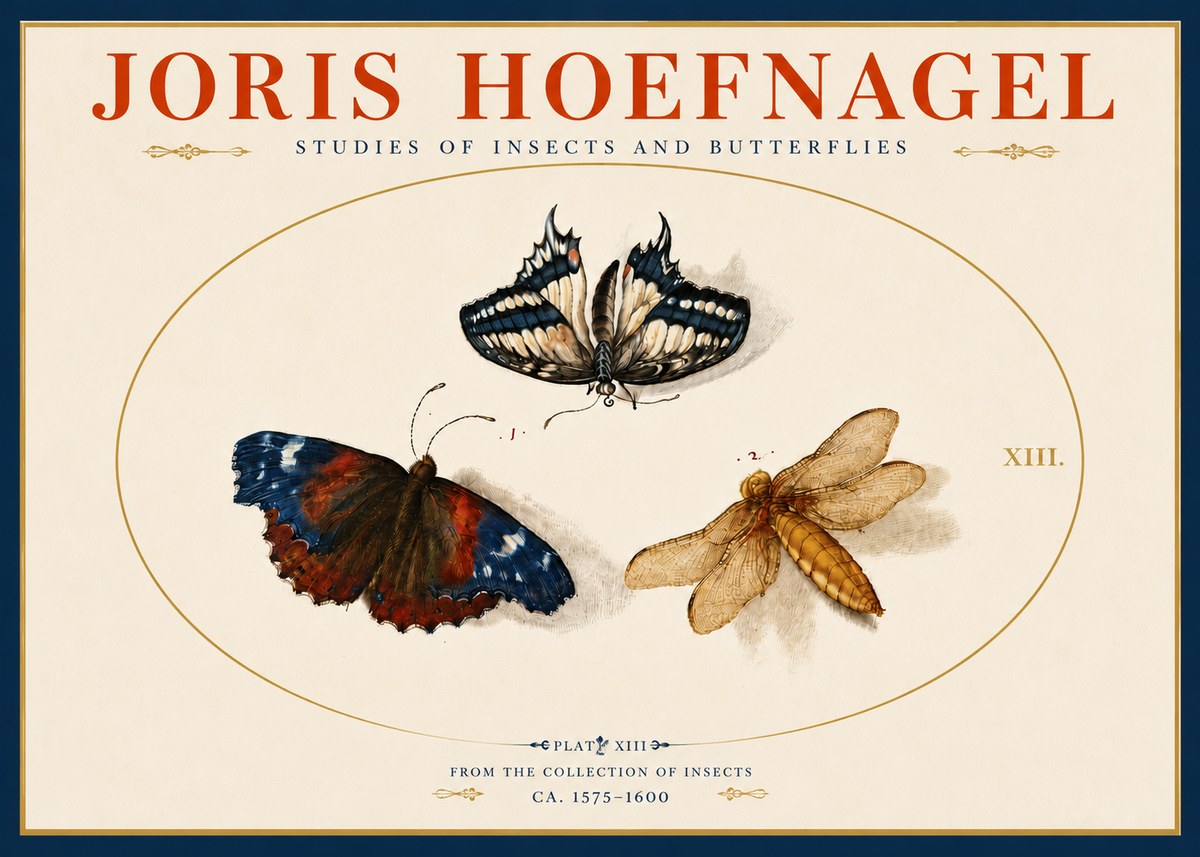 Joris Hoefnagel Studies of Insects - Plate Xiii No5 - Plakat