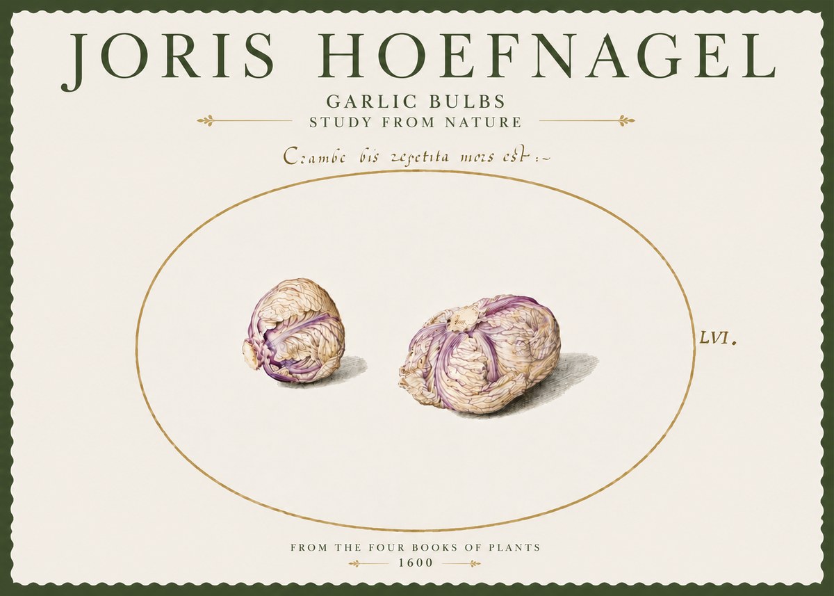Joris Hoefnagel Garlic Bulbs Study from Nature No4 - Plakat