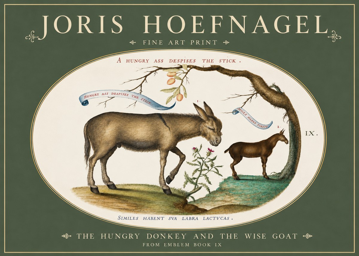 Joris Hoefnagel The Hungry Donkey and the Wise Goat No3 - Plakat