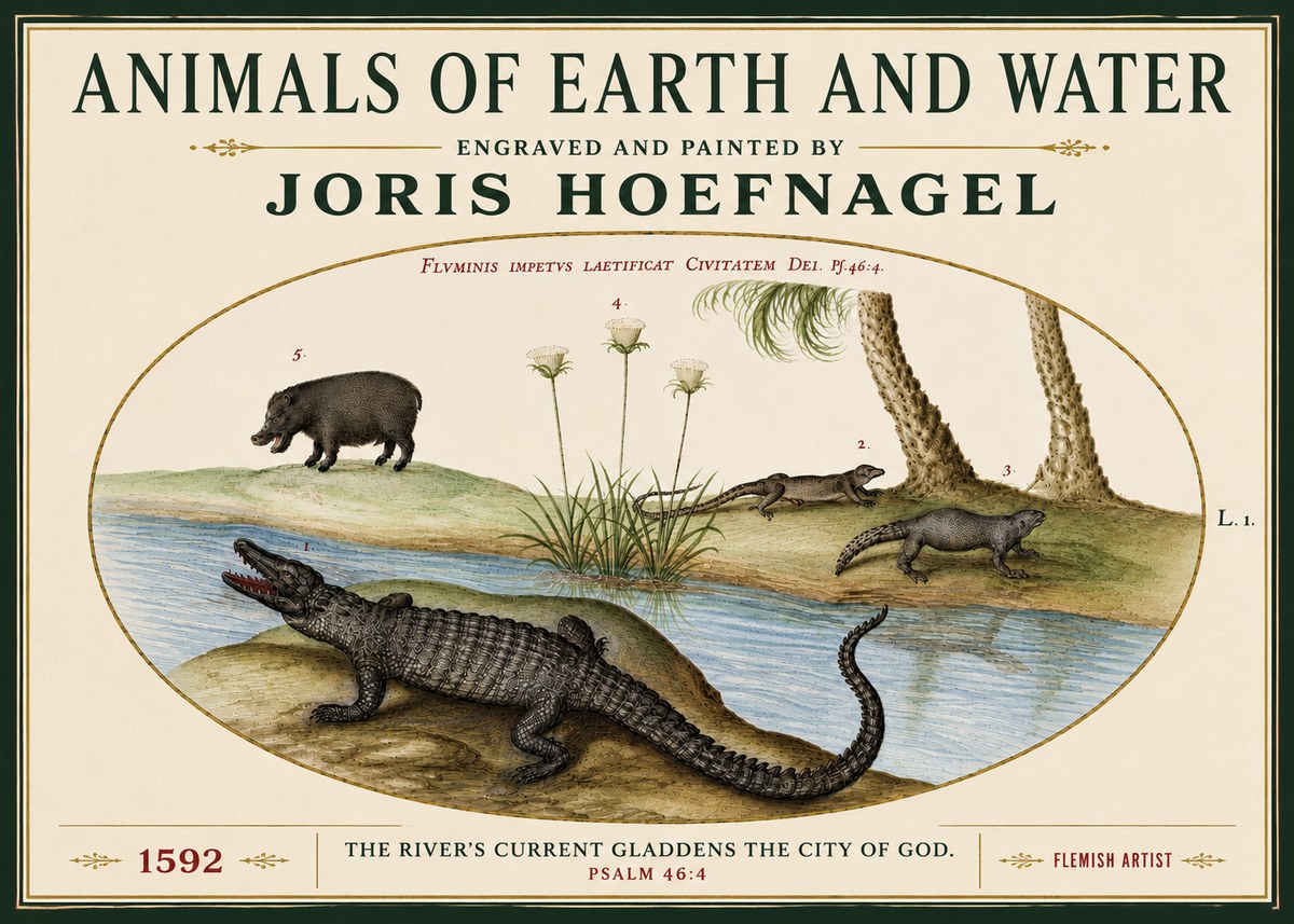 Joris Hoefnagel Animals of Earth and Water No5 - Plakat