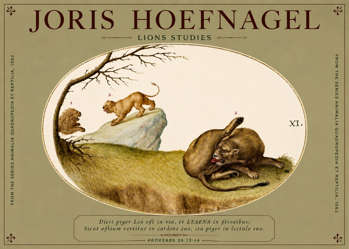 Joris Hoefnagel Lions Studies No4 - Plakat