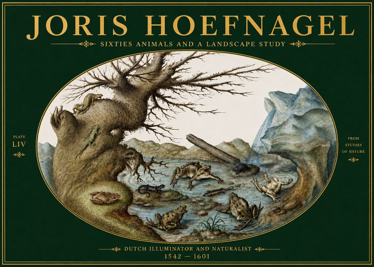 Joris Hoefnagel Sixtties Animals and a Landscape Study No5 - Plakat