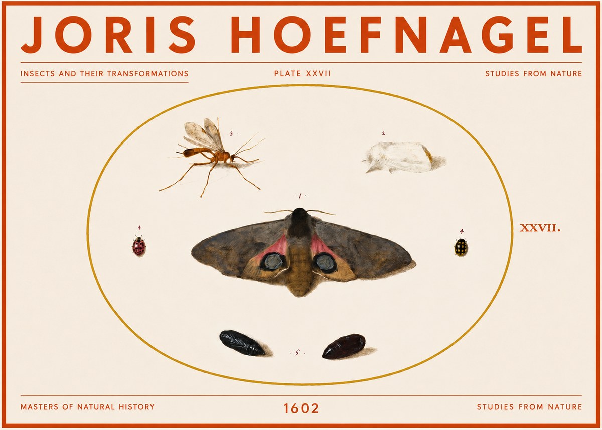 Joris Hoefnagel Insects and Their Transformations - Plate Xxvii No5 - Plakat
