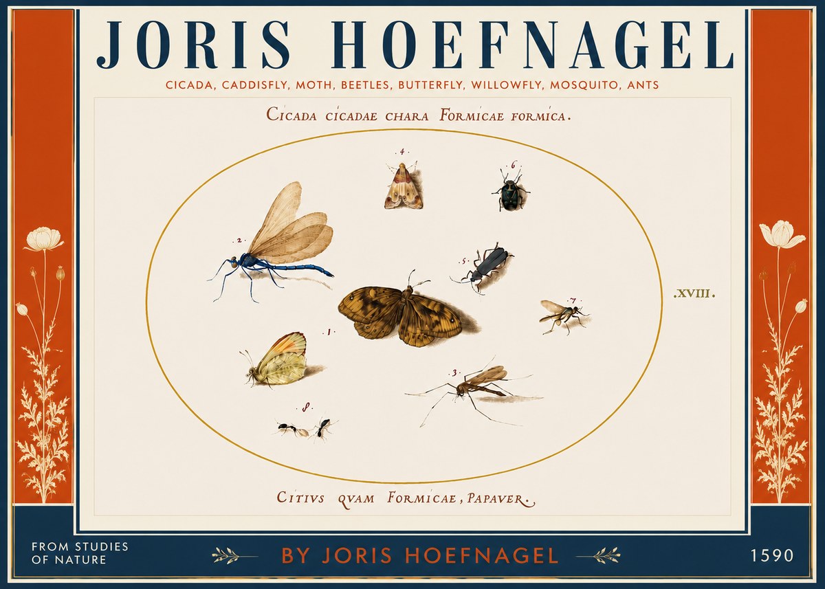 Joris Hoefnagel Cicada Cicadae Chara Formicae Formica. No4 - Plakat
