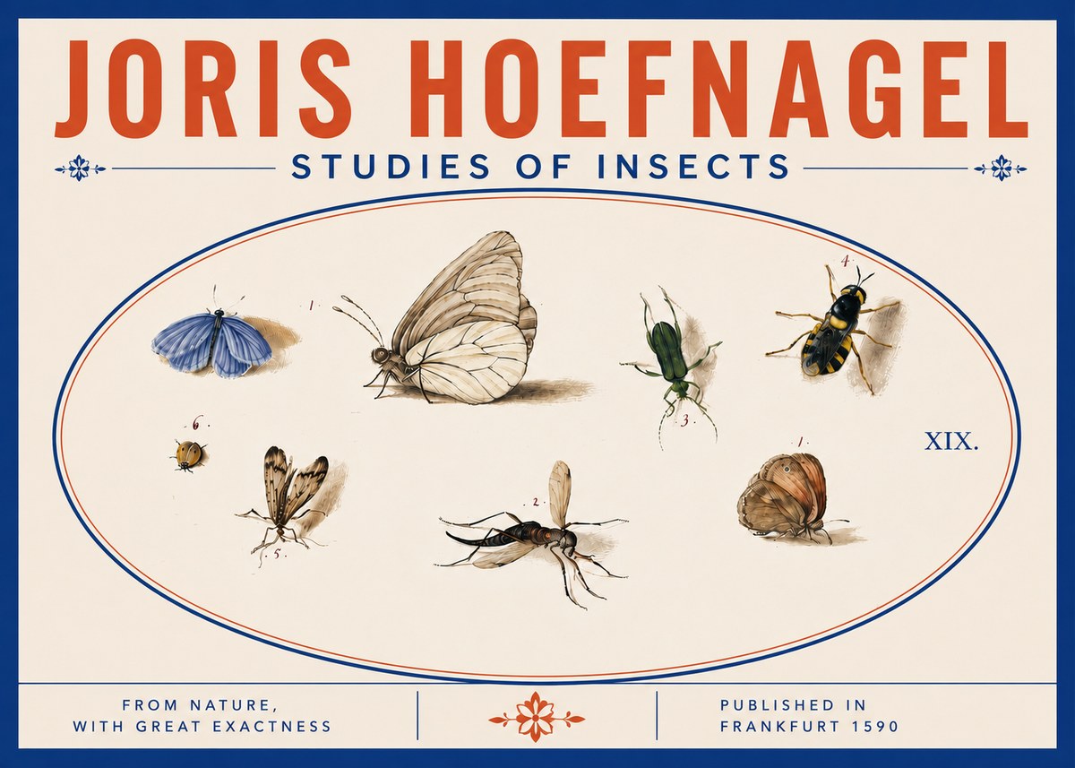 Joris Hoefnagel Studies of Insects V No5 - Plakat