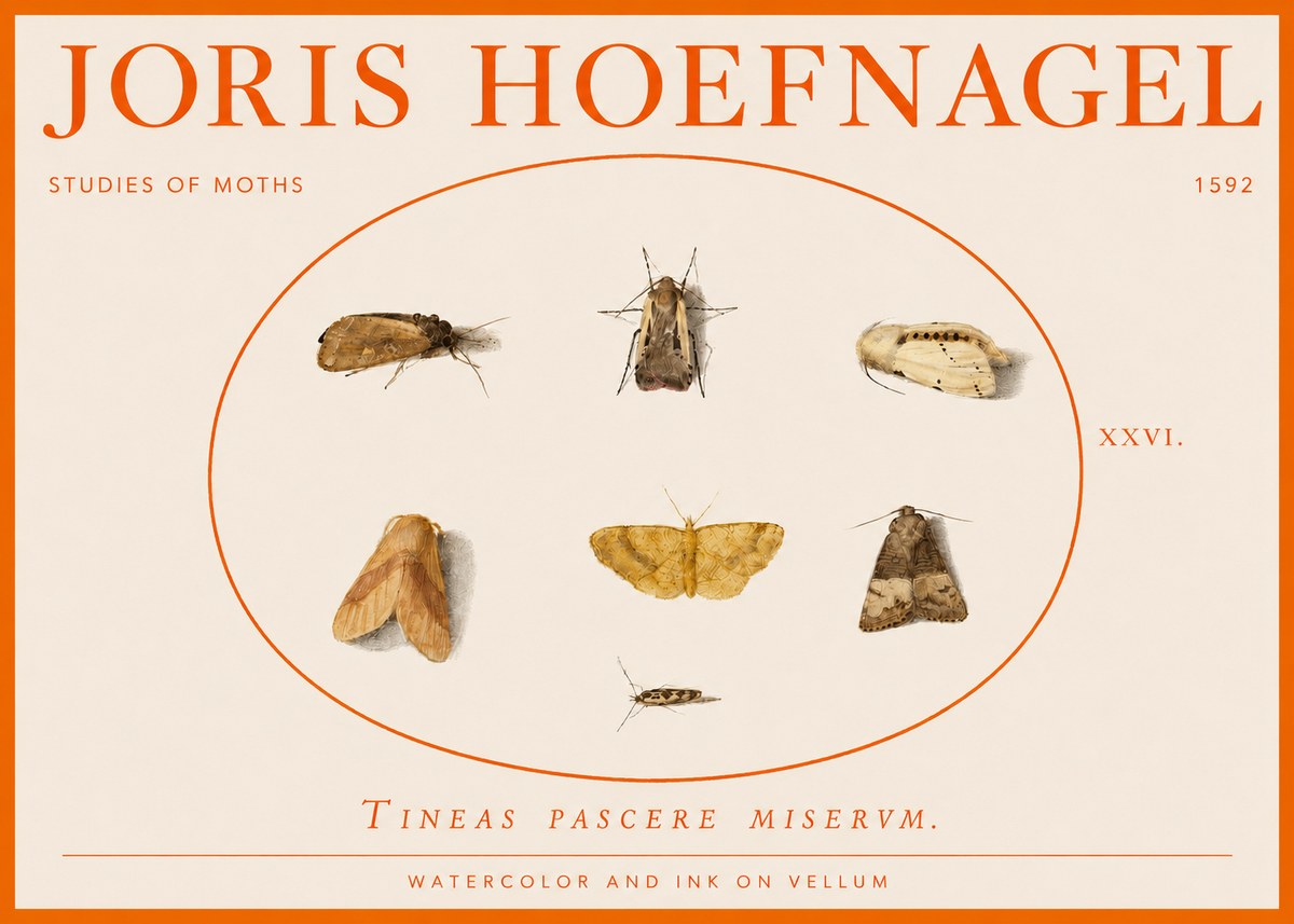 Joris Hoefnagel Studies of Moths II No3 - Plakat