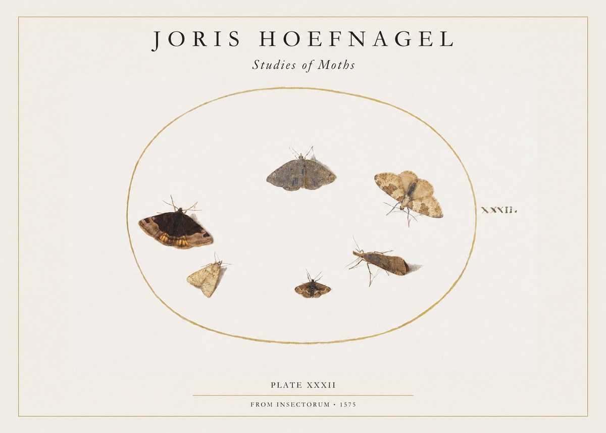 Joris Hoefnagel Studies of Moths III No1 - Plakat