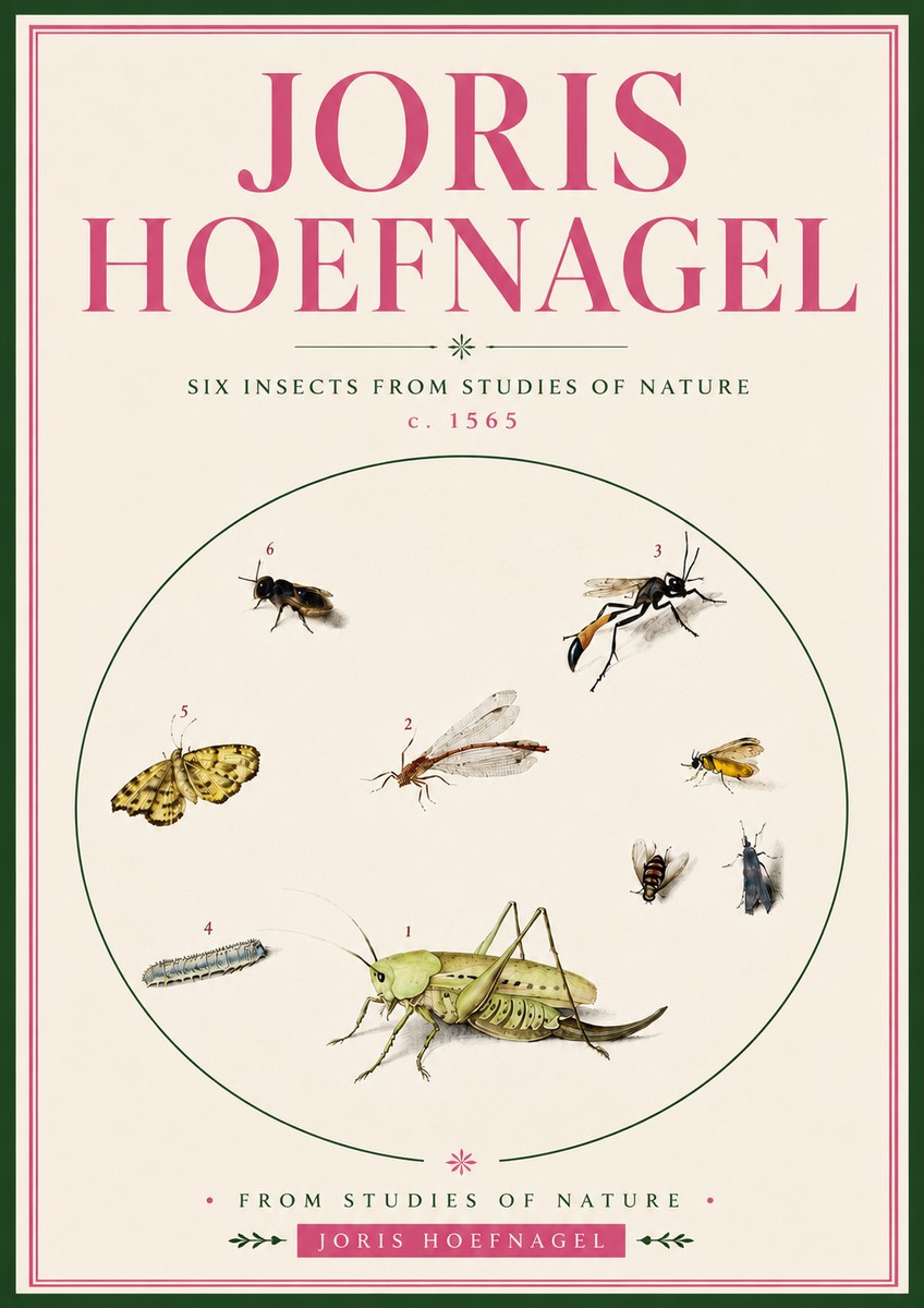 Joris Hoefnagel Six Insects from Studies of Nature C. 1565 No5 - Plakat