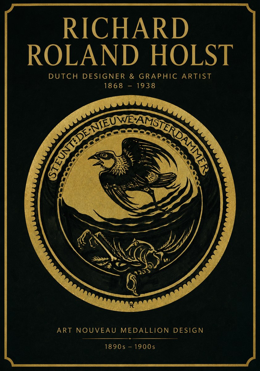Richard Roland Holst Art Nouveau Medallion Design No2 - Plakat